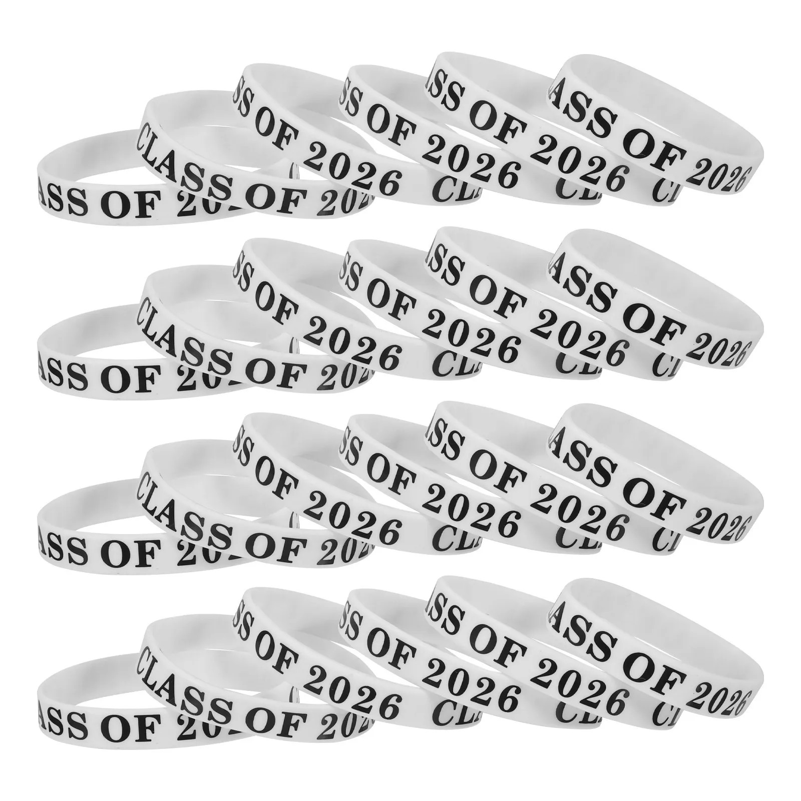 50 Pcs Bracelet Graduate Silicone White Graduation Goodie Bags Stuffers Bracelets