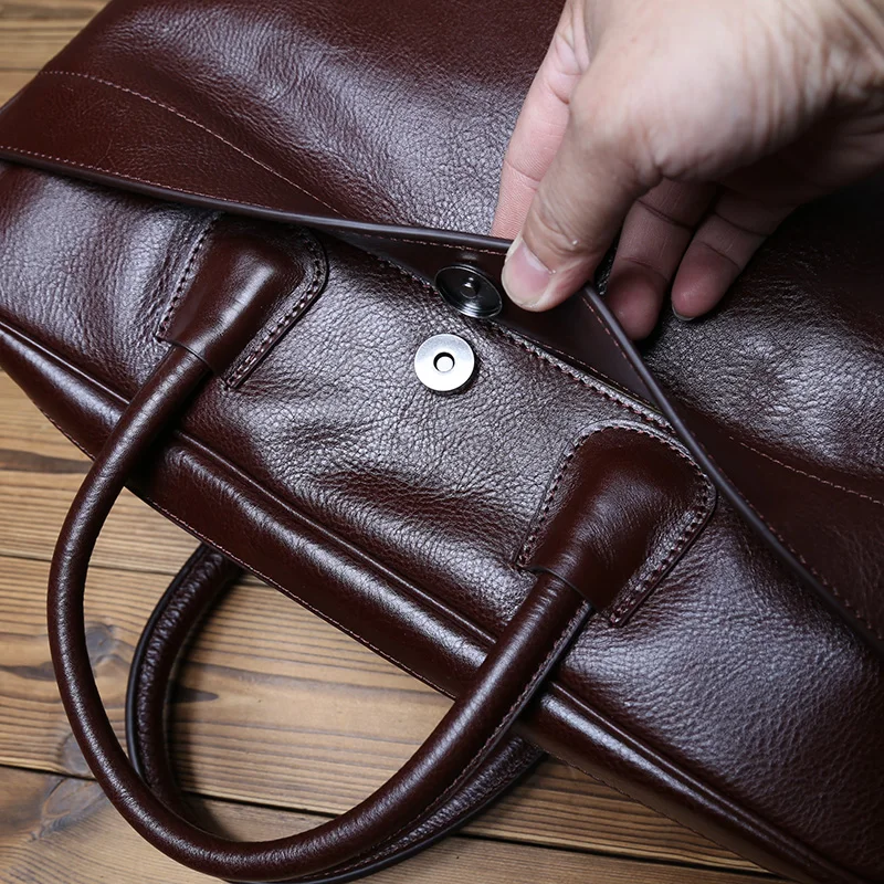 NZPJ Echtes Leder Herren Aktentasche Vintage Natürliche Rindsleder Handtasche Große Kapazität Umhängetasche Lässige Mode Computer Tasche – Detail 11