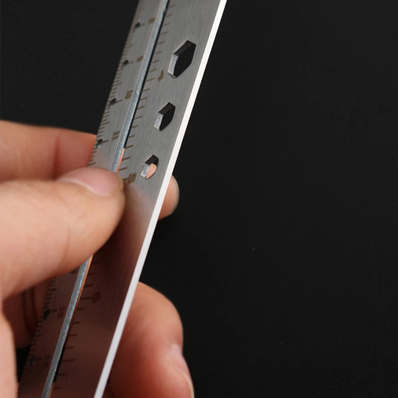 Stainless Steel Multi-Function Ruler Drawing Mark Pattern Iine Curve Measurement Hexagonal Ruler DIY Hand-Designed Leather Tool