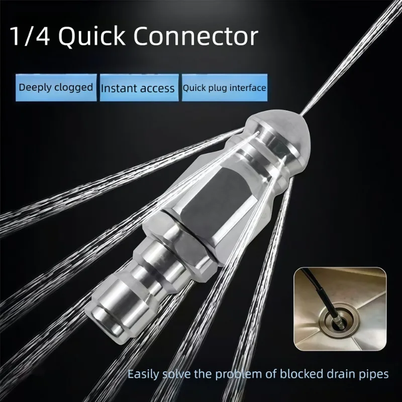 Water Jet High Pressure Sprayer Nozzle Clean Sewer 1/4