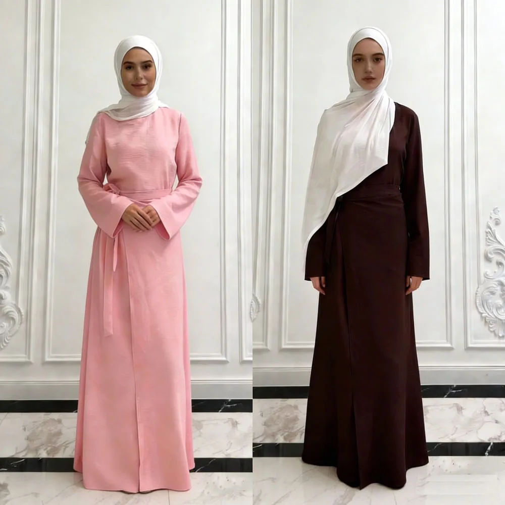 

Eid Ramadan Muslim Women 2 Pieces Set Abaya Dress Turkey Kaftan Dubai Djellaba Islam Clothing Wrap Skirt Musulmane Ensembles