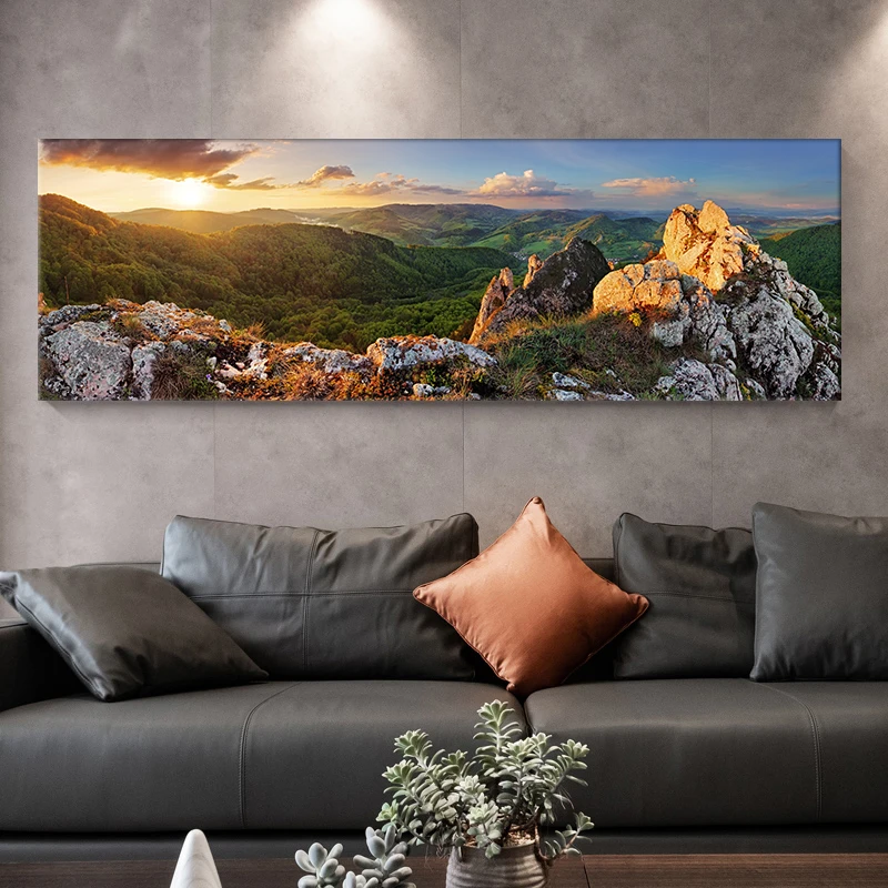 Mountain Landscape Canvas Painting Lake Scenery Posters and Prints Sunshine HD Pictures Wall Art Room Wall Decoration Unframed