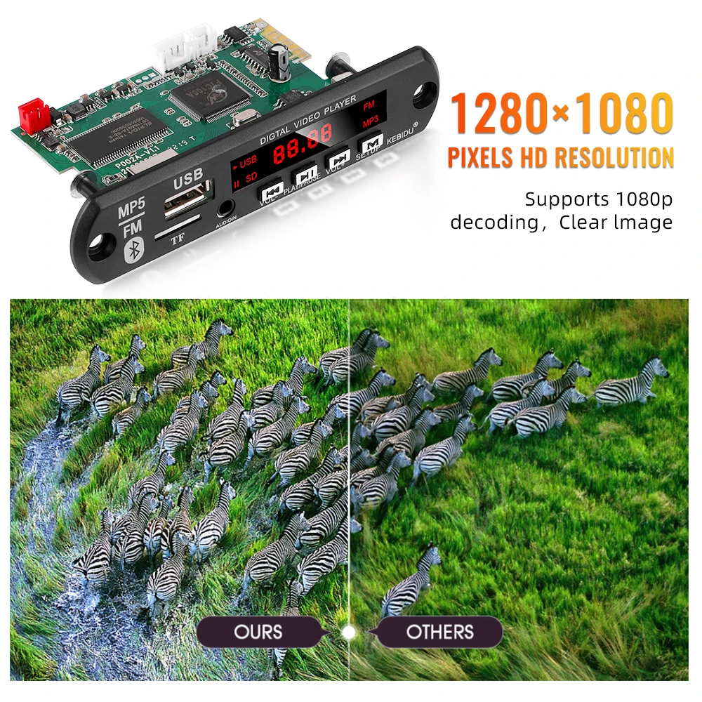 Kebidu 1080P MP5 HD مشغل فيديو رقمي بلوتوث 5.0 ستيريو MP3 فك مجلس سيارة راديو FM وحدة دعم وظيفة الكتاب الإلكتروني