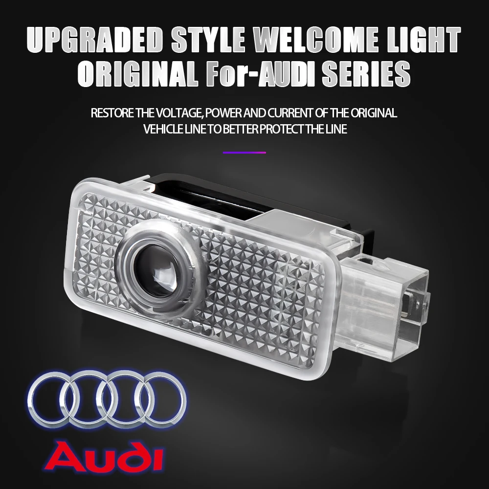 Luz LED de bienvenida para puerta de coche, proyector láser con insignia automática, accesorios de decoración, 2 piezas, para Audi S, TT, RS, Sline,