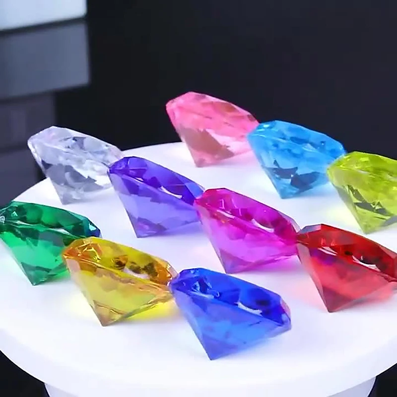 Caja de confeti para fiesta, juguete de plástico para niños, gemas de cristal, joyas de diamantes, Cofre del Tesoro, accesorios de relleno de
