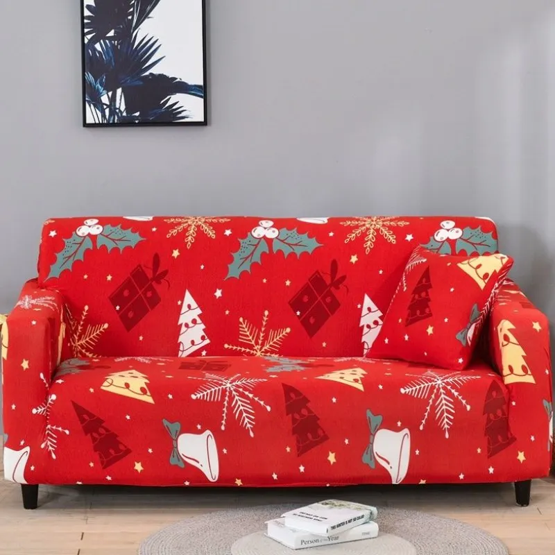 2023 Christmas Sofa Covers Printed Sofa Cover for Living Room Elastic Chair All-inclusive Couch Cover Furniture Protector