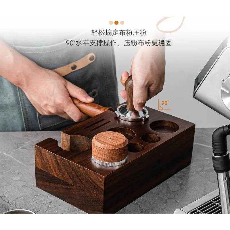 Coffee Bar Accessory Storage Stand, Dual Port Filter Bracket Tamper Base for Espresso Bar Tools