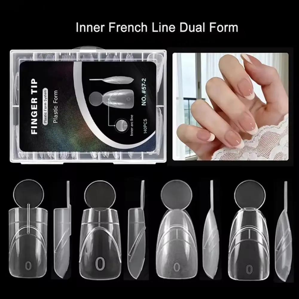 Obrázek 4: 140PCS matná povrch francouzský hřebík dvojí forem 14 velikostech rychlý prodloužení plný zakrýt dvojí hřebík molds znovu použitelný s vnitřní francouzský linky