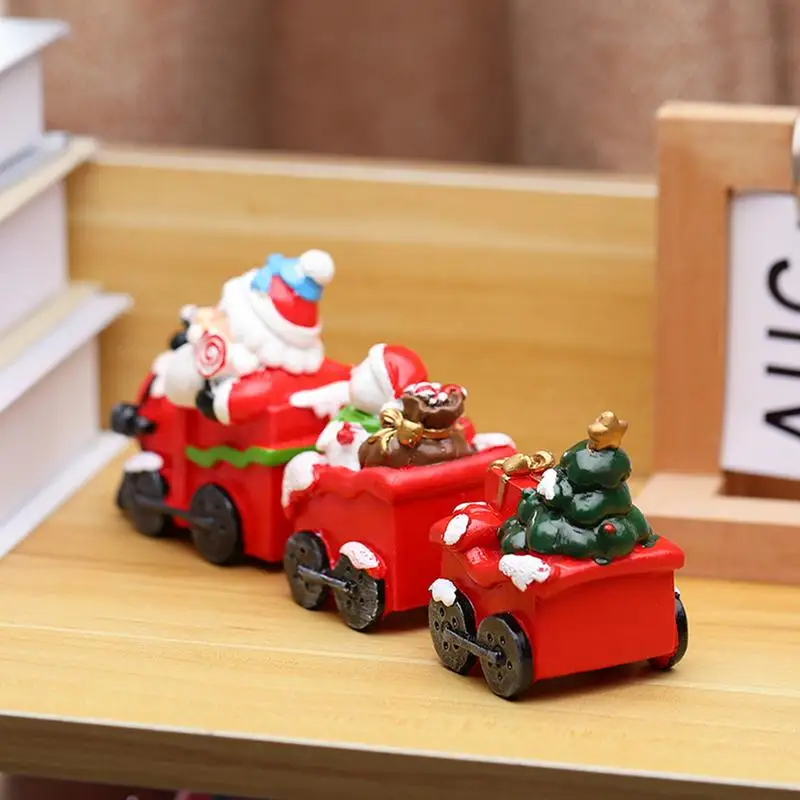 Christmas Train Toy Christmas Pattern Decoration Resin Christmas Train Sets Christmas Train Figure Educational Toys Portable