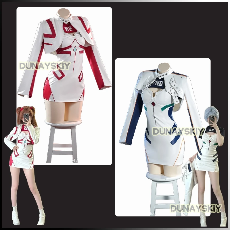 Asuka Ayanami Leather Cosplay Costume Tight Clothing Set Wig Cartoon Anime EVA Motorcycle Uniform Women's Dresse 2025Anime Party