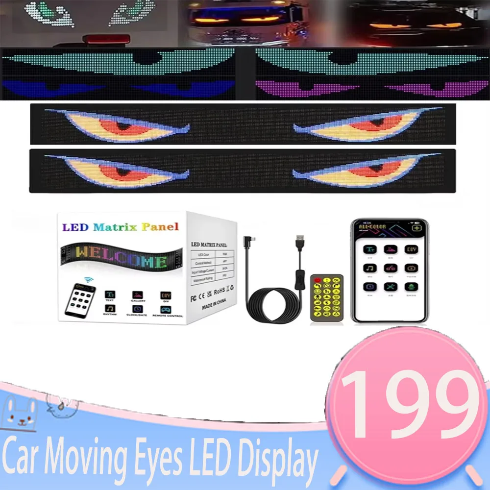 

Car Moving Eyes LED Display Light RGB Sign Flexible Pixel Panel Trucks Car Window Devil Eyes Animation Screen for Windshiel0000