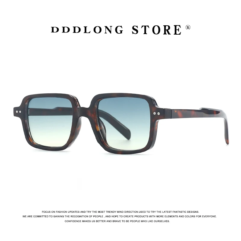 DDDLONG Retro Fashion Square Punk okulary przeciwsłoneczne damskie męskie okulary przeciwsłoneczne klasyczne Vintage UV400 odcienie zewnętrzne D540
