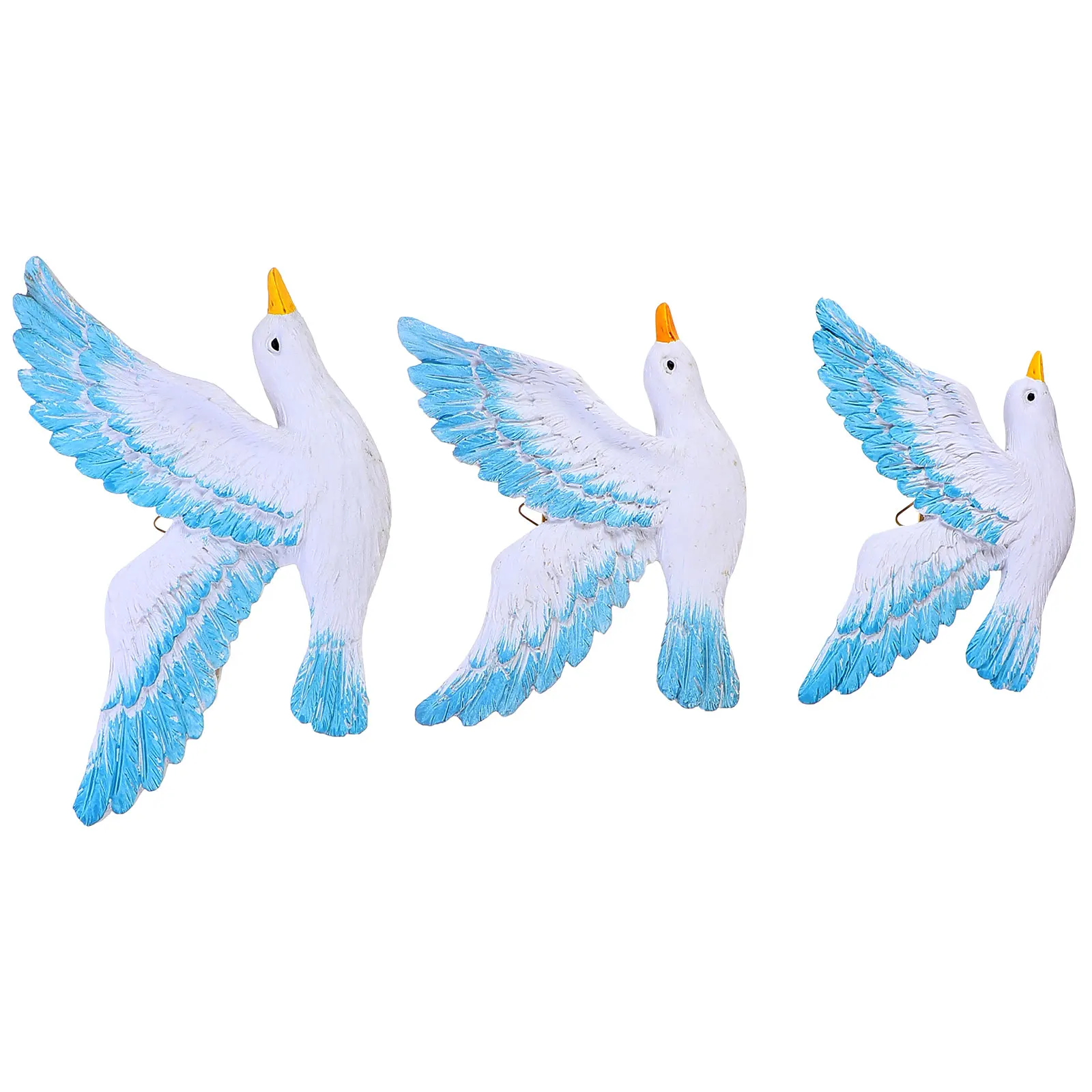 

3Pcs Seagull Wall Decor Resin Gentle Safe Room Garden Shop Ornament Pendant Christmas Artificial