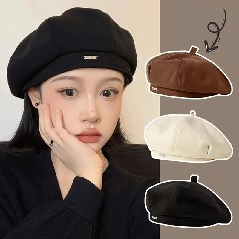 Women's Autumn And Winter Woolen Belle Octagonal Painter Newspaper Children's Hat Sun Summer Hat Fashion Outdoor Cap