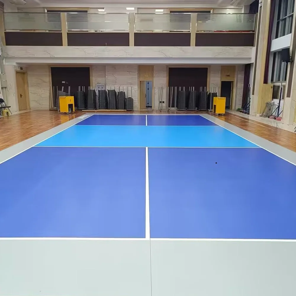 Beable Outdoor Indoor Portable Pickleball Court Flooring Mat For Sale PVC Floor Easy to Install Include Marking White Lines