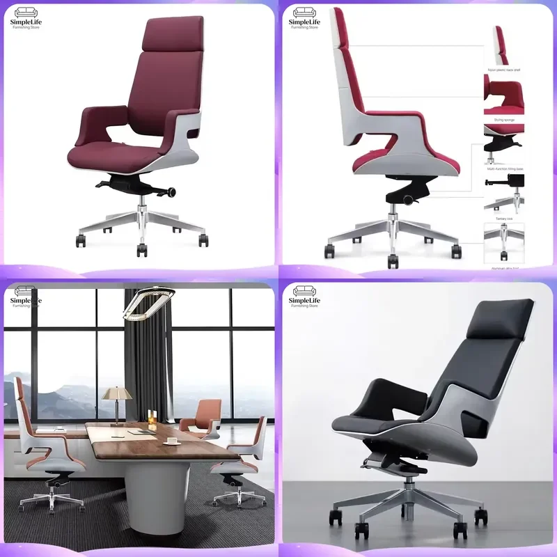 Ergonomic Office Chair High Back Leather Executive Computer Desk Chair Adjustable Swivel Gaming Chair for Home Office