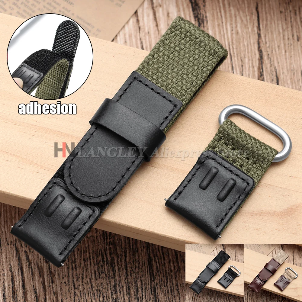 Bracelet de montre pour OMEGA pour SEIKO, en nylon et cuir, à dégagement rapide, Style militaire, bracelet de sport pour hommes et femmes, 19mm, 20mm, 22mm