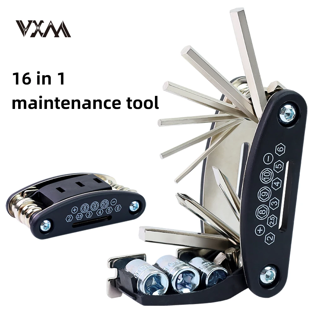 

VXM 16 in 1 Bicycle Repair Tool Kit Mountain Wrench Screwdriver Chain Hex Spoke Multifunction Repair Set Portable Cycling Tool