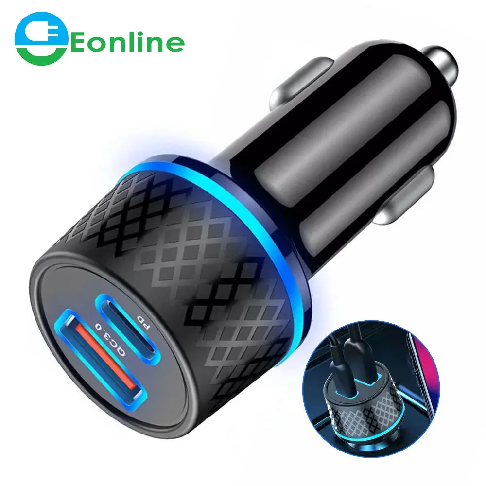 

Eonline 5A USB Car Charger Super Fast Charging QC3.0 4.0 Type C PD 20W Fast Charge Charger For iPhone 14 Xiaomi Samsung Huawei