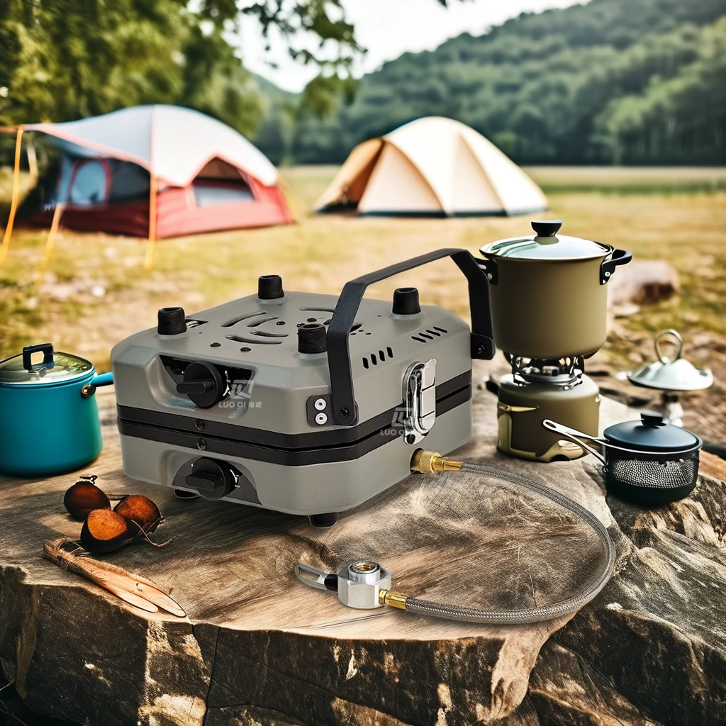 Camping Double Cooking Stove - Outdoor Picnic Camping Bbq Grill Cooker