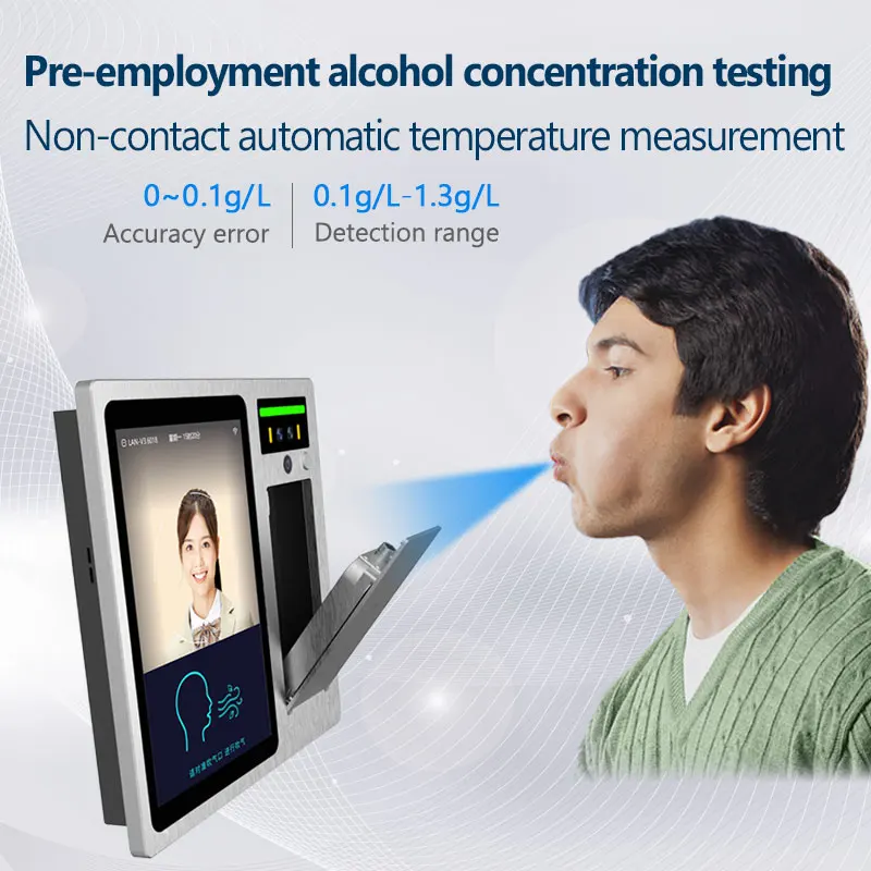 Tendcent Breath Alcohol Test Machine with Face Recognition Access Control Attendance OEM & ODM Supported Temperature Measurement