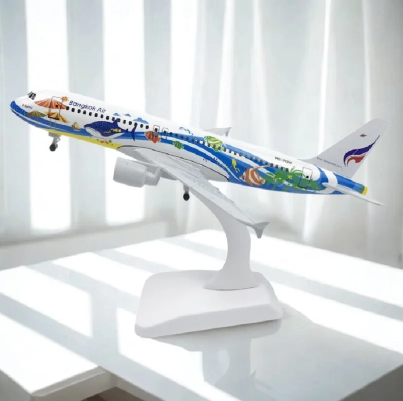 

Plane Toy Metal Aircraft Model 20cm A320 Bangkok Plane Model With Landing Gear Alloy Material Aviation Simulation Gift Collect