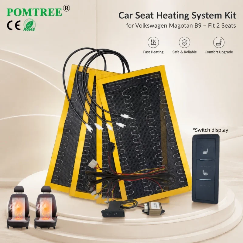 Built-in Car Seat Heating System Kit Fit For Volkswagen Magotan B9 Models Fit 2 Seats,Alloy Wire Heater Pads & Dedicated Switch