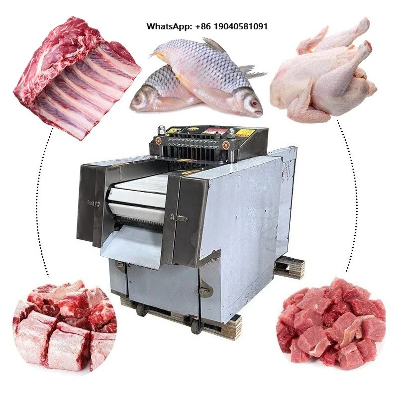 New Whole Chicken Duck Goose Frozen Fish Cube Cutter Bone-in Lamb Pork Chops Fully Automatic Adjustable Thickness Cube Cutting
