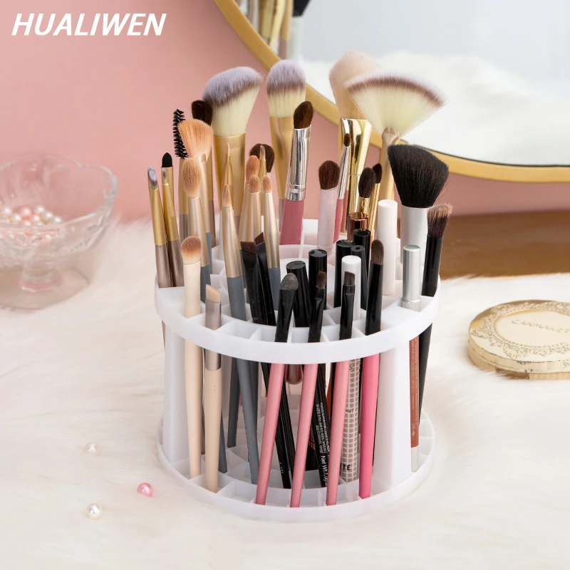 45 hole makeup brush storage rack, brush storage box, detachable and washable circular makeup brush holder, pen holder