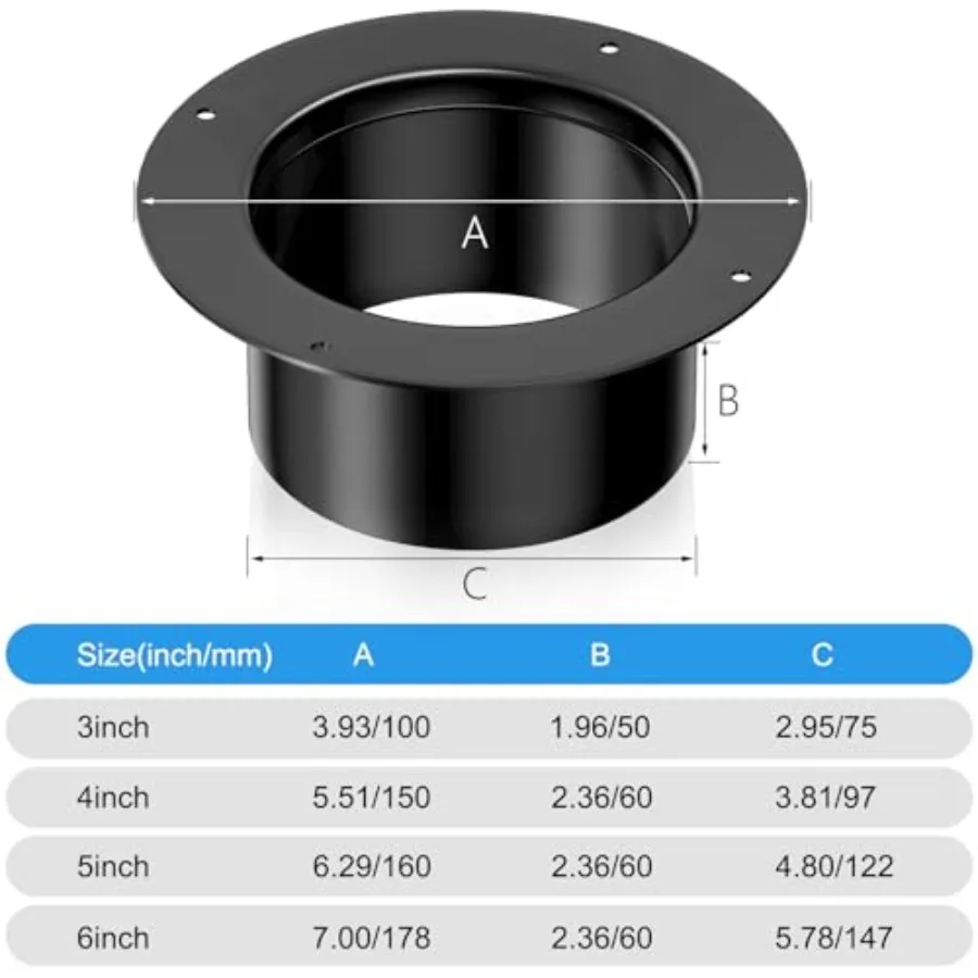 Duct Connec Fe 6 Inch, Platic 6 Inch Dut Collecn Fitting Dryer Vent Connec Fe For Heating Cooling Ventilan ytem, Black. view 5