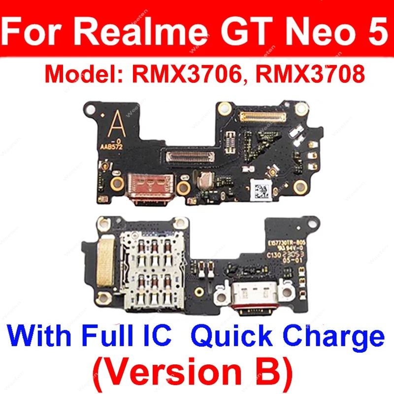 Usb Charging Dock Board For Realme GT Neo 5 GT Neo5 USB Charger Board Felx Cable Connector Parts