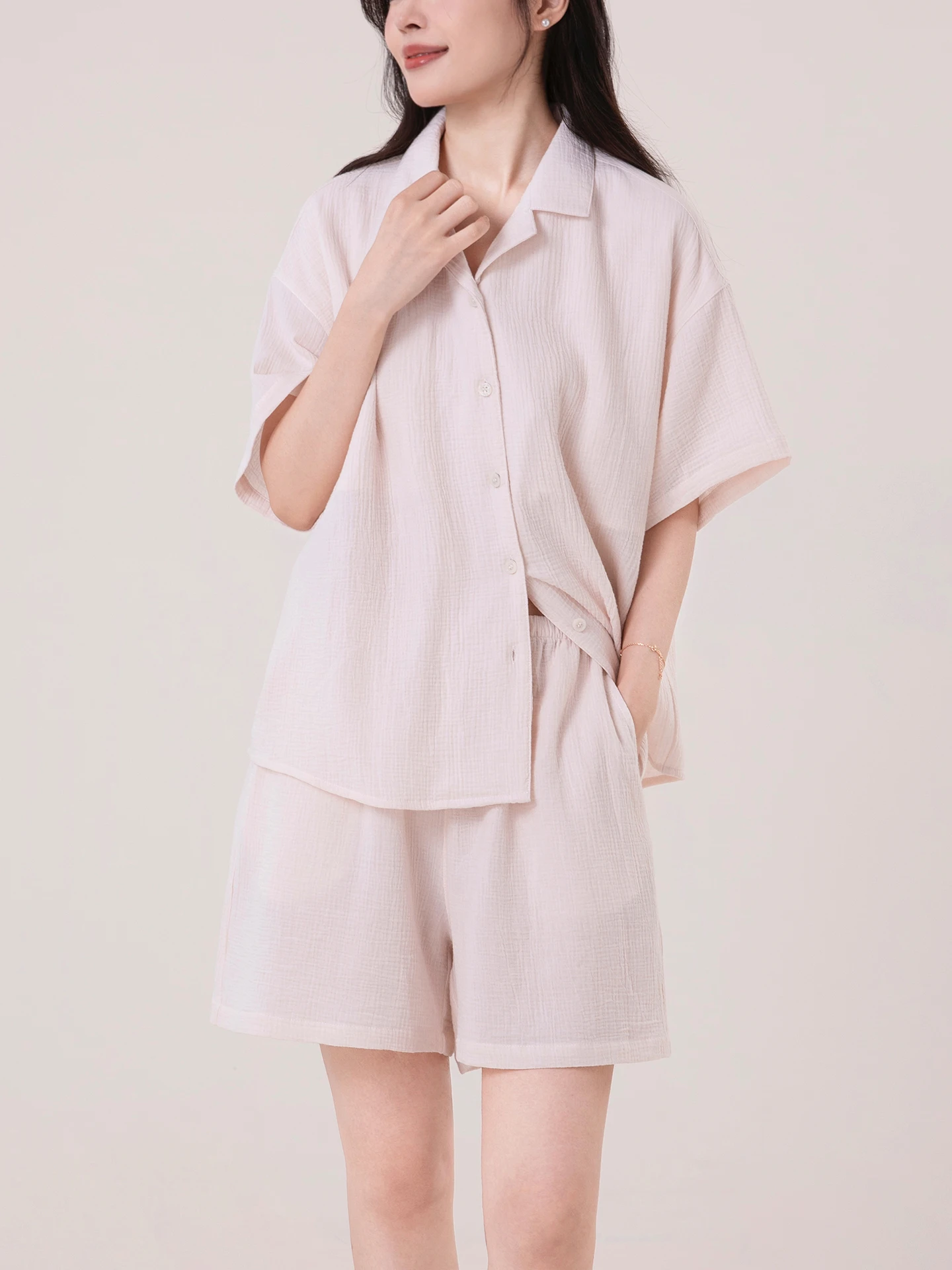summer-new-women's-spwear-ort-sve-bubble-cotton-double-layered-home-clothes-anti-light-ort-pants-casual-sle