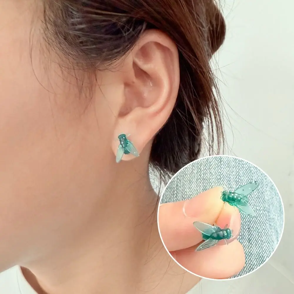 Stylish Creative Flies Studs Earrings Prank Simulation Mosquito Ear Stud Black Funny Mini Fly Earrings Popular Accessories