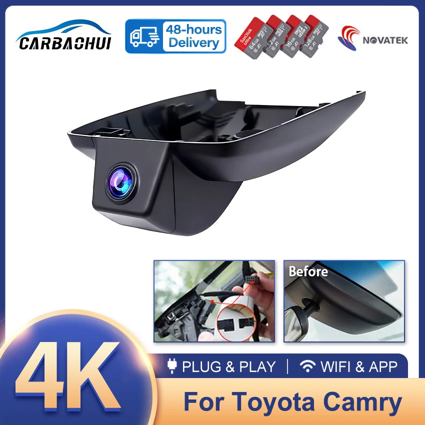 For Toyota Camry 8th Gen 2018 ~ 2022 Plug and Play Car DVR Dash Cam Driving Recorder 4K UHD 2160P Modification Accessories Parts
