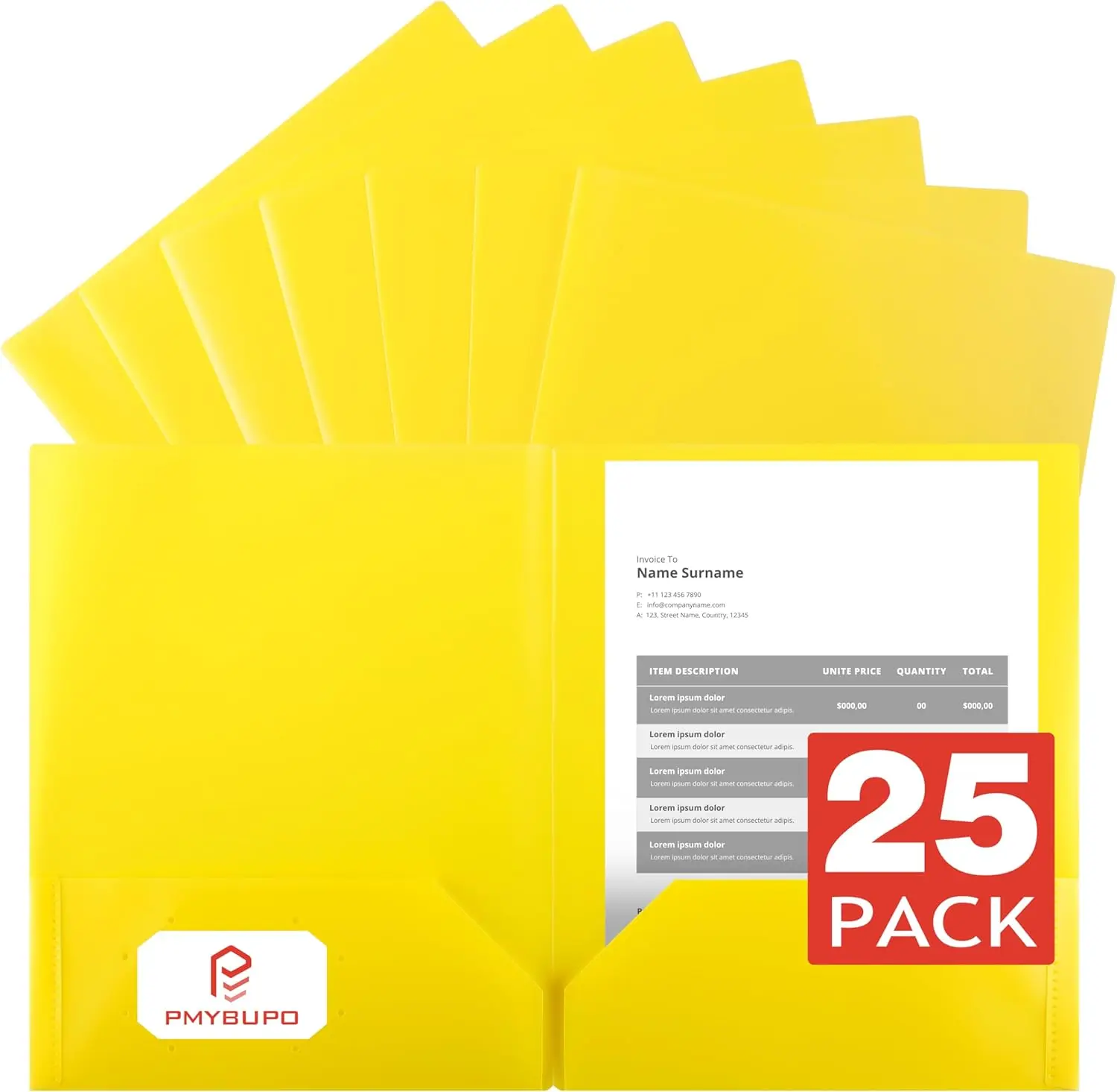 

Пластиковые папки с 2 карманами, 25 штук, желтые, формат Letter, для школы и офиса