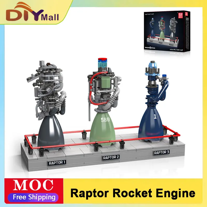 

MOLD KING 496 шт. Raptor Rocket Engine Строительный набор STEM Развивающая модель Сборка Кирпичи Игрушки для детей Рождественские подарки