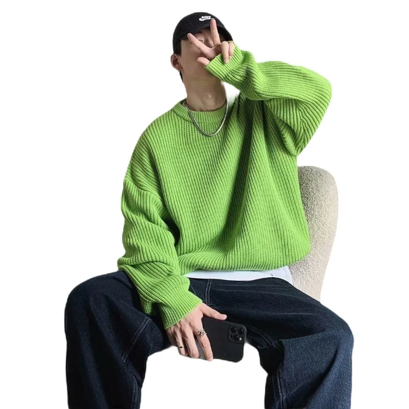 Европейский универсальный вязаный свитер больших размеров с длинными рукавами, мужская и женская 14-цветная однотонная внутренняя куртка, базовая рубашка