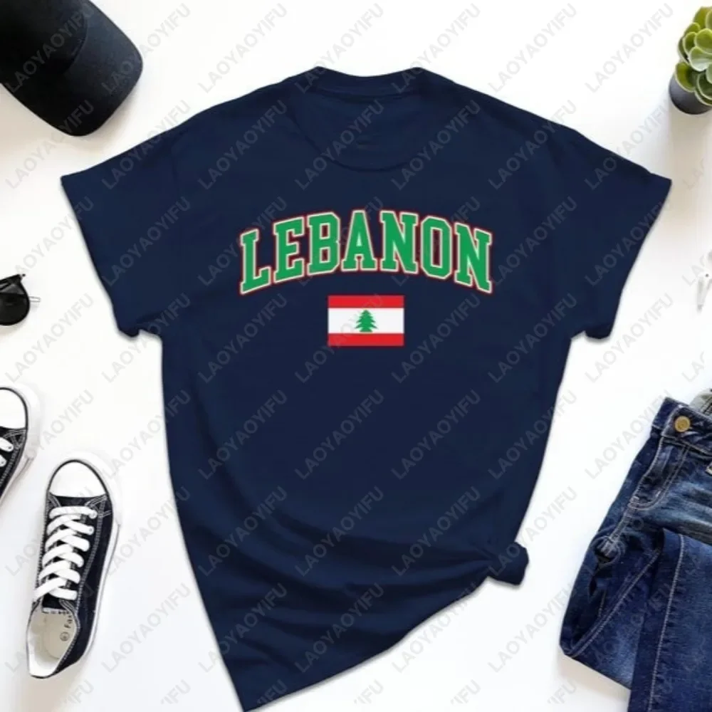 Lebanon Flag TShirt Gift for Lebanese Pride Patriotic T-shirt Casual Fashion Loose Short Sleeve Cotton Man Women Streetwear