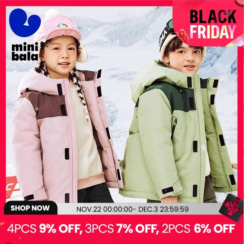 Mini Bala Down Outerwear for Boys and Girls 2024 New Winter Styles with Three-Proof Feature Heat-Generating Thick Down Jacket