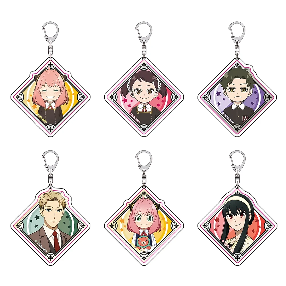 Chaveiro de Acrílico Anime Spy X Family 6cm Anya Forger & Damian Desmond, Pingente de Bolsa de Desenho Animado Fofo, Presente de Feriado para Colecionadores de Fãs