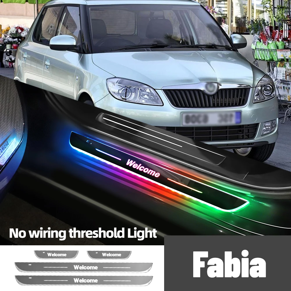 

For Skoda Fabia 6Y 5J NJ PJ MK1 MK2 MK3 MK4 Car Door Sill Light Customized Logo LED Welcome Threshold Pedal Lamp Accessories