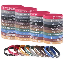 40pcs Inspirational Bible Verse Silicone Bracelets Faith-Based Rubber Wristbands, Perfect Christian Gifts For Men, Women & Teens