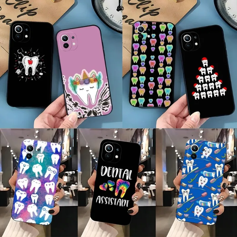 Dentist Teeth Tooth Phone Case For Xiaomi 11T 11X 11 11i 12 12Pro 10T 10TPro 10S 10Pro Pro Lite Ulltra MIX4 CIVI Funda Black