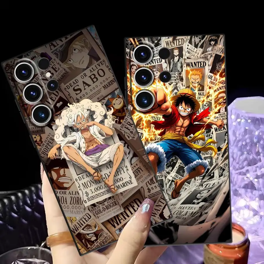 One Pieces Luffys Anime Case for Samsung Galaxy S23 Ultra S20 S25 Edge S24 Plus S21 FE Black Soft Phone Cover