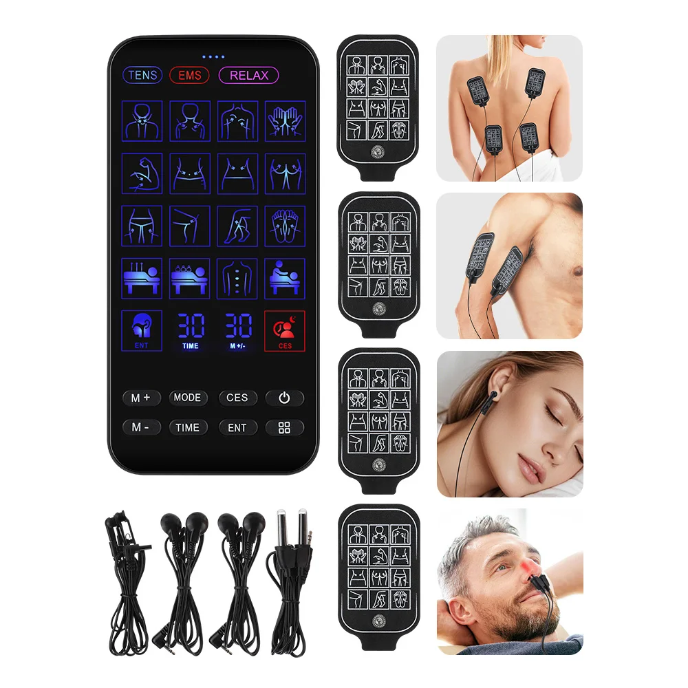وحدة عشرات EMS 4 في 1 مع جهاز مساعد النوم CES وجهاز علاج الأنف بالأشعة تحت الحمراء ثنائي القناة كومبو عشرات EMS محفز العضلات #1