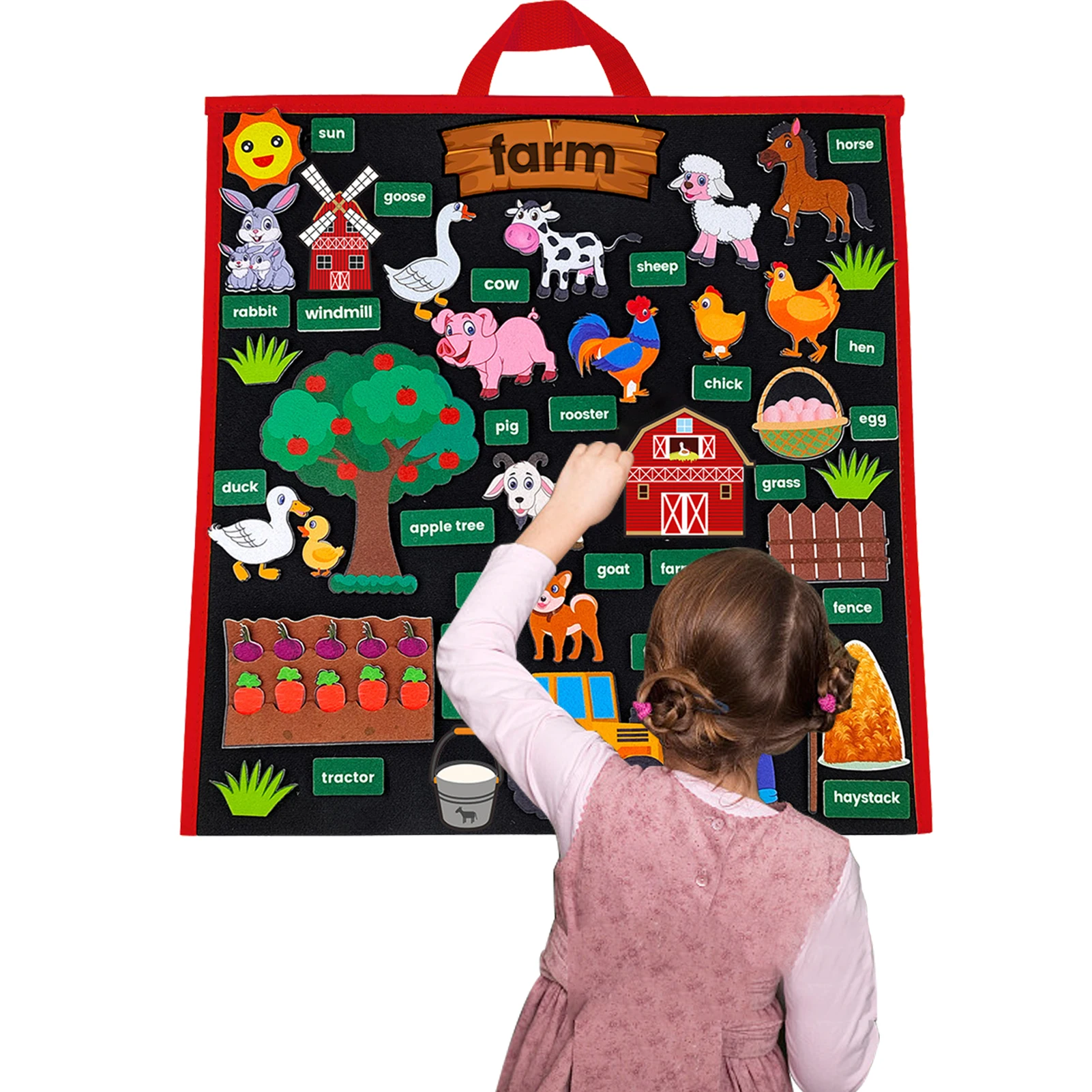 Stand-Up Farm Animals Felt Story Board Farmhouse Storybook Wall Hanging Decor Early Learning Interactive Play Kit For Kids