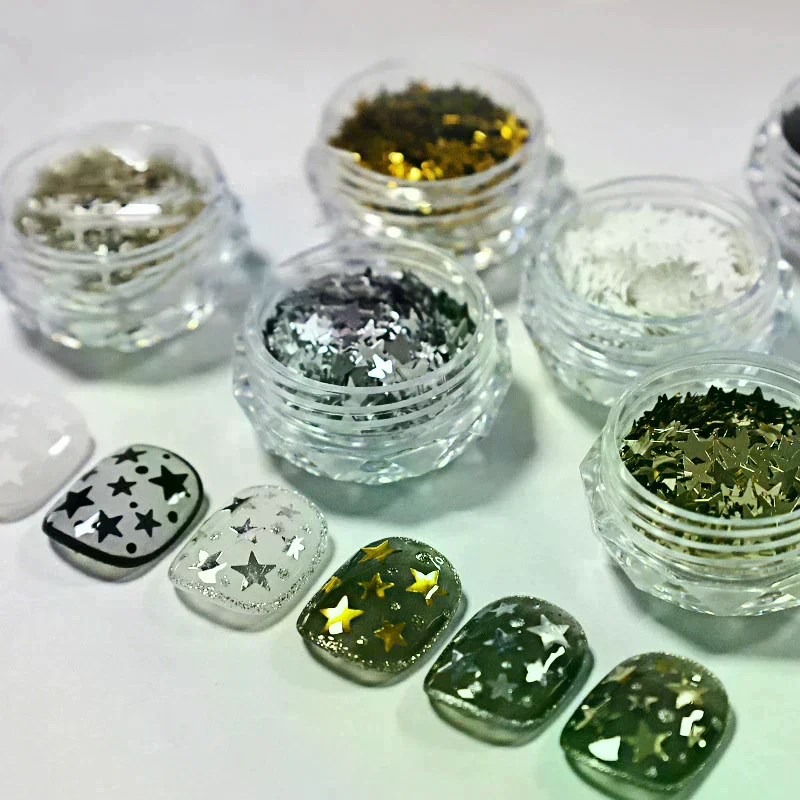 /YOV/Shining Mirror Flour Decoration Nail Art DIY Nail Art Enthusiasts 1Box Five Pointed Star Nail Mix Sequins Flash Nail