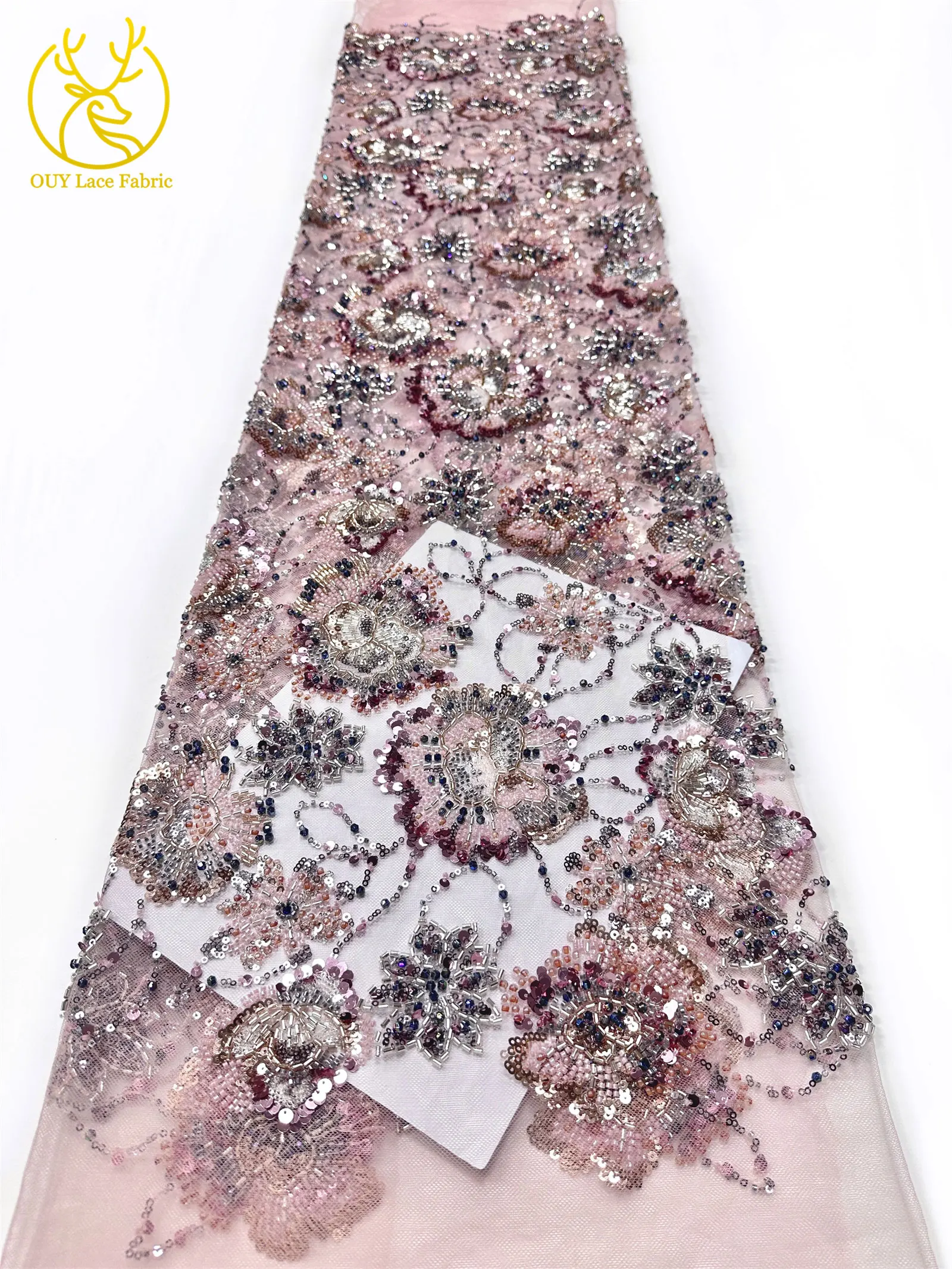 Luxuriöses High-End Nigerianisches Damen-Partykleid für Abschlussball 2026, Afrikanischer Bräutigam-Stickerei-Perlen-Spitzenstoff, Französische Pailletten-Spitze – Detail 21