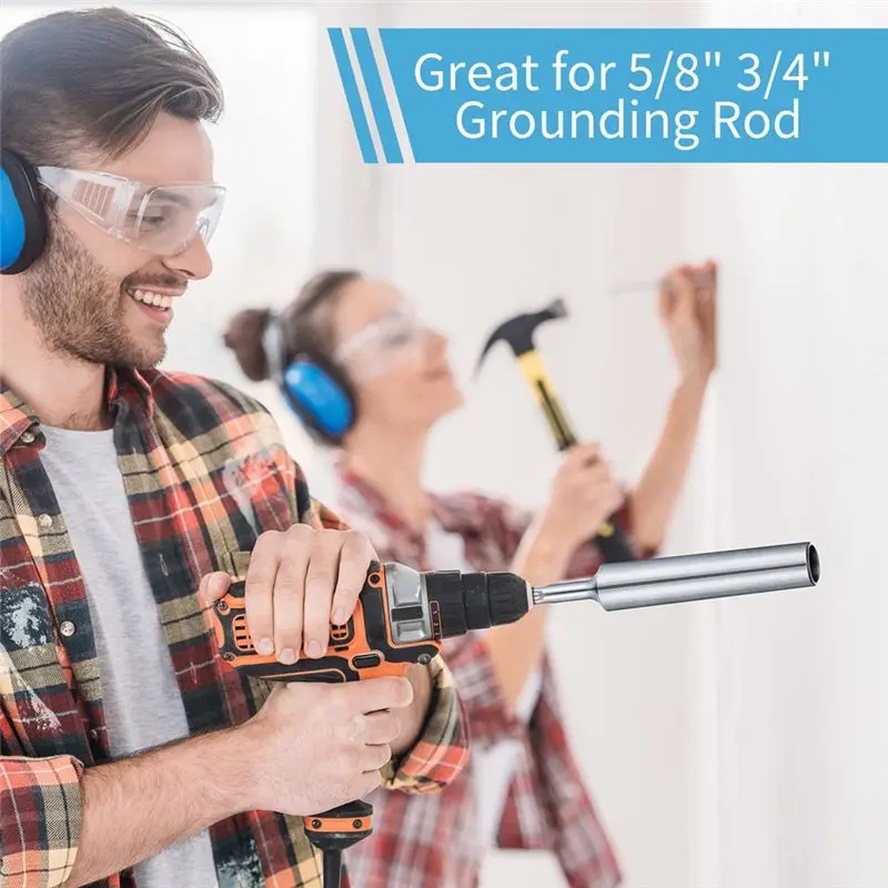 

A58Z 2Pcs Ground Rod Bits Driver for 5/8In&3/4In Grounding Rod,1Inch/ 25Mm Heavy Duty Rotary Hammer Drill Bits Diameter Shank