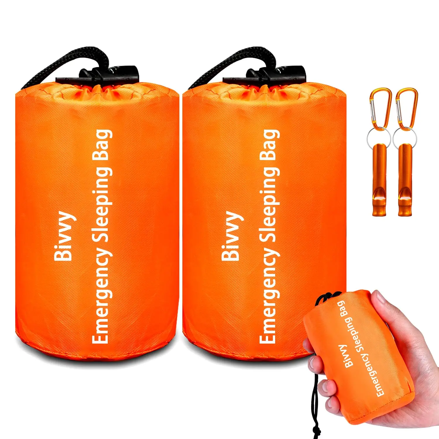 2 Pack Emergency Sleeping Bag Thermal Survival Blanket Portable Waterproof Shelter Bag for Camping Hiking Outdoor Gear